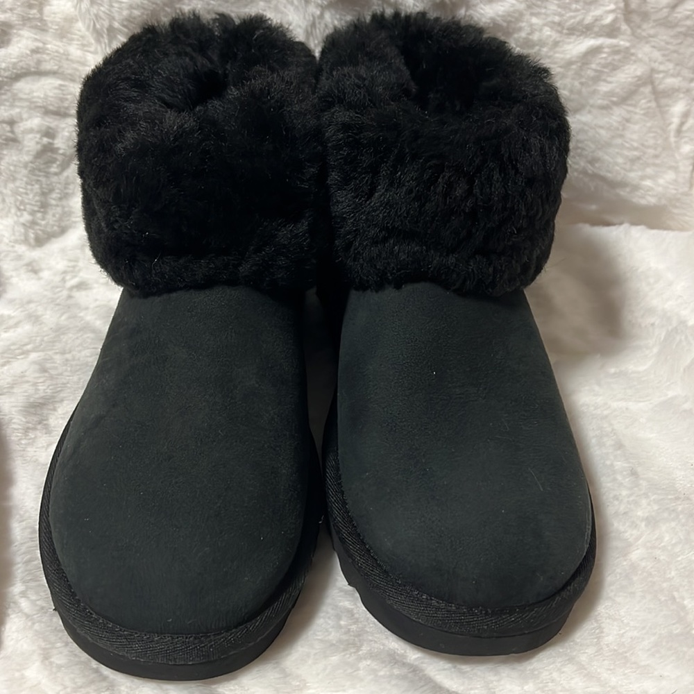 UGG Black Classic Mini Fluff Booties size 8